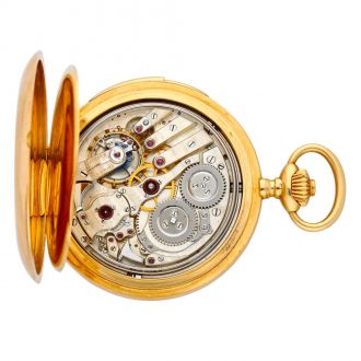 Swiss gold hunting cased minute repeating lever watch Circa 1900