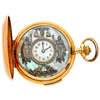 Swiss gold repeating watch with jacquemart automaton Circa 1900