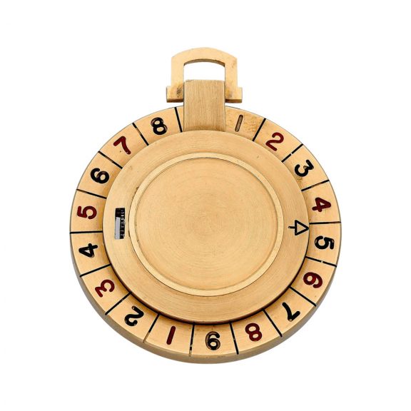 Swiss gold novelty watch in the form of a roulette wheel Circa 1946 Swiss gold novelty watch in the form of a roulette wheel Circa 1946