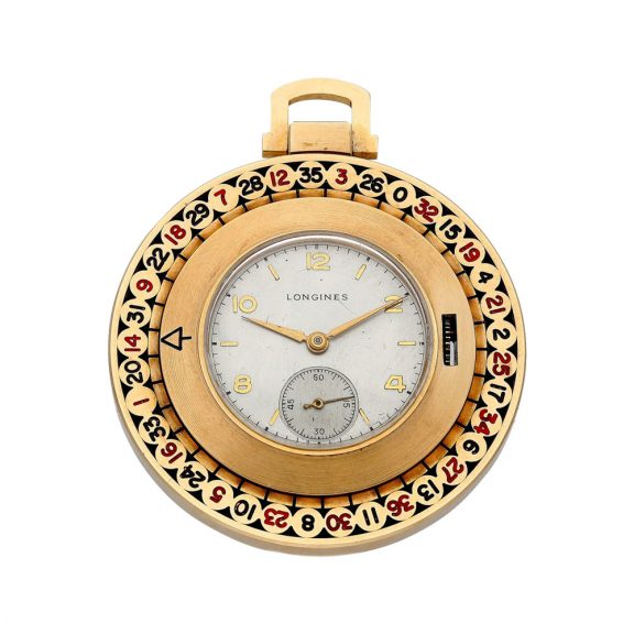 Swiss gold novelty watch in the form of a roulette wheel Circa 1946