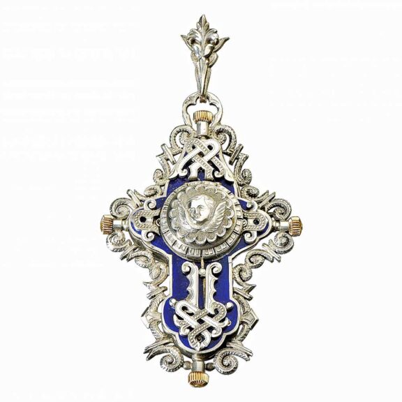 Swiss silver enamel cross form pendant watch Circa 1890