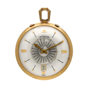 Swiss 14K gold world time alarm Memovox watch Circa 1970
