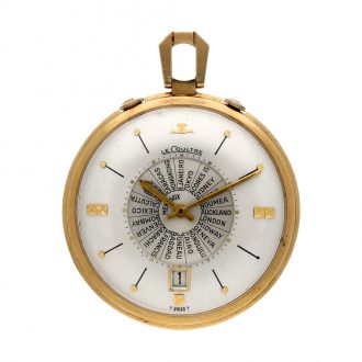 Swiss 14K gold world time alarm Memovox watch Circa 1970