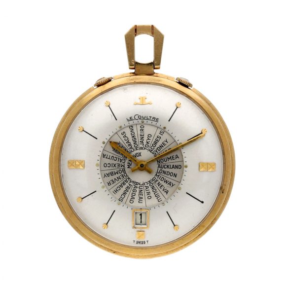 Swiss 14K gold world time alarm Memovox watch Circa 1970