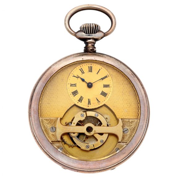 Swiss silver keyless lever poor man’s tourbillon watch Circa 1910