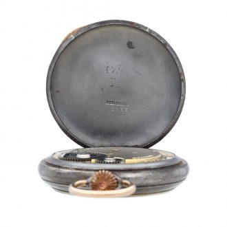 Swiss gunmetal keyless poor man’s tourbillon watch Circa 1910