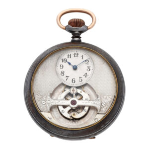 Swiss gunmetal keyless poor man’s tourbillon watch Circa 1910