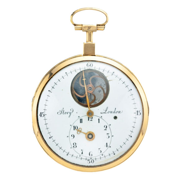 English gilt metal watch with visible balance Circa 1820