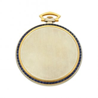 Swiss yellow and white gold sapphire set pocket watch Circa 1924