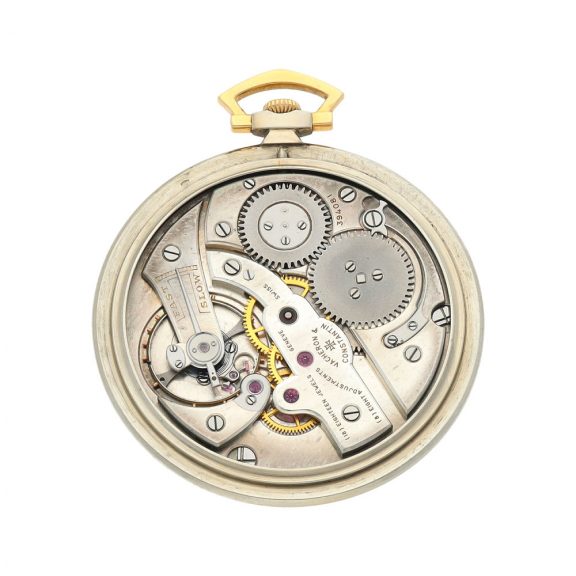 Swiss yellow and white gold sapphire set pocket watch Circa 1924 Swiss yellow and white gold sapphire set pocket watch Circa 1924