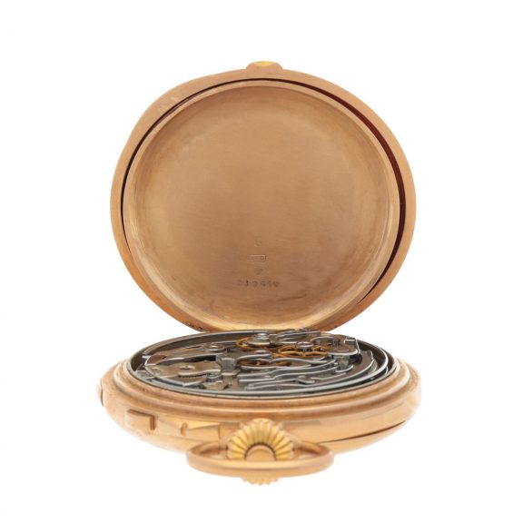 Swiss pink gold repeater with split seconds chronograph Circa 1894 Swiss pink gold repeater with split seconds chronograph Circa 1894