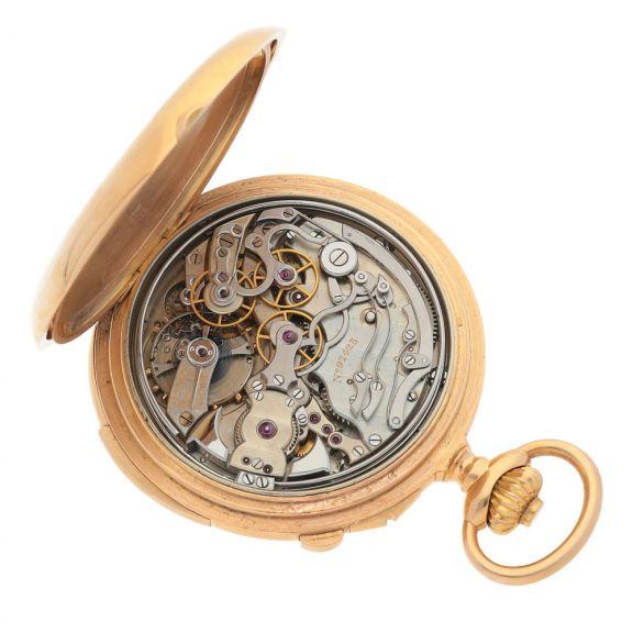 Swiss pink gold repeater with split seconds chronograph Circa 1894 Swiss pink gold repeater with split seconds chronograph Circa 1894