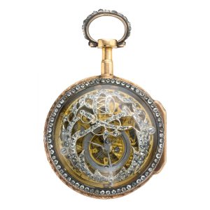 Swiss pink gold and paste set skeletonized watch Circa 1780