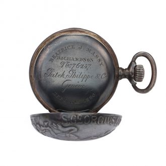 Unusual Swiss blackened silver keyless pocket watch Circa 1887