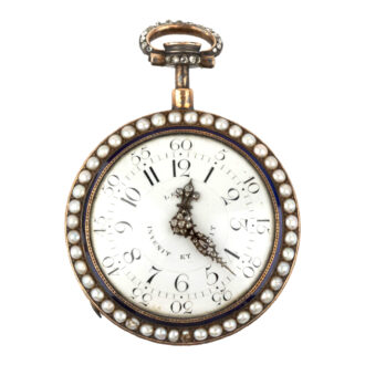 French gold open faced quarter repeating pocket watch Circa 1790