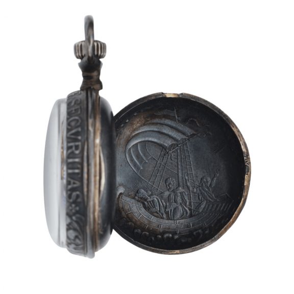 Unusual Swiss blackened silver keyless pocket watch Circa 1887 Unusual Swiss blackened silver keyless pocket watch Circa 1887