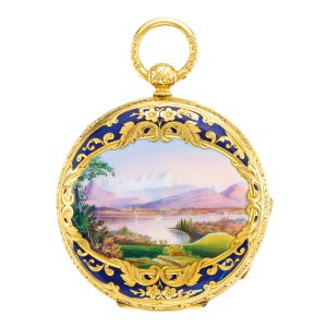 Fine Swiss gold and enamel open faced watch Circa 1840