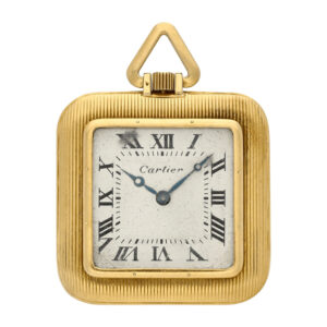 French yellow gold squared open faced dress watch Circa 1925
