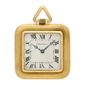 French yellow gold squared open faced dress watch Circa 1925