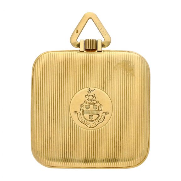 French yellow gold squared open faced dress watch Circa 1925 French yellow gold squared open faced dress watch Circa 1925