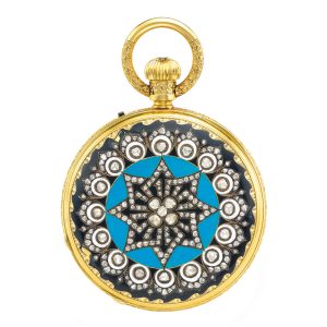 English yellow gold, enamel and paste watch Circa 1866