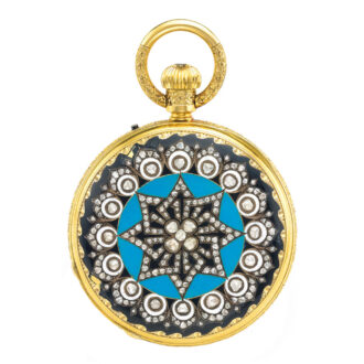English yellow gold, enamel and paste watch Circa 1866