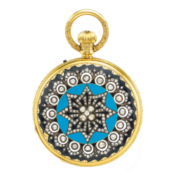 English yellow gold, enamel and paste watch Circa 1866