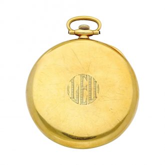 Swiss 18K gold open faced triple calendar watch Circa 1935
