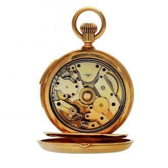 Rare Swiss gold quarter repeating dual time pocket watch Circa 1874