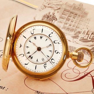 Rare Swiss gold quarter repeating dual time pocket watch Circa 1874