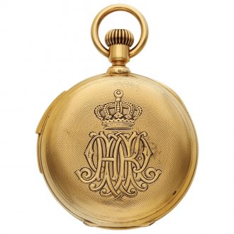 Rare Swiss gold quarter repeating dual time pocket watch Circa 1874