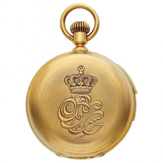 Rare Swiss gold quarter repeating dual time pocket watch Circa 1874