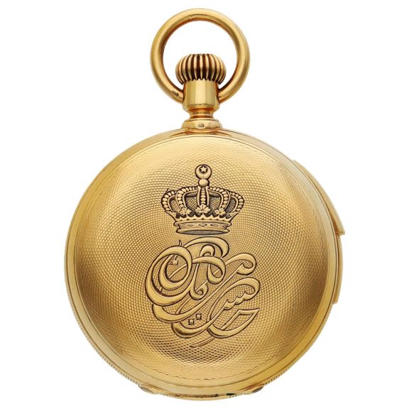 Rare Swiss gold quarter repeating dual time pocket watch Circa 1874 Rare Swiss gold quarter repeating dual time pocket watch Circa 1874