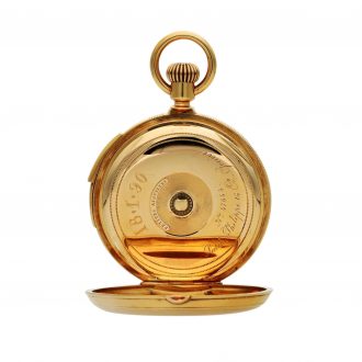 Rare Swiss gold quarter repeating dual time pocket watch Circa 1874
