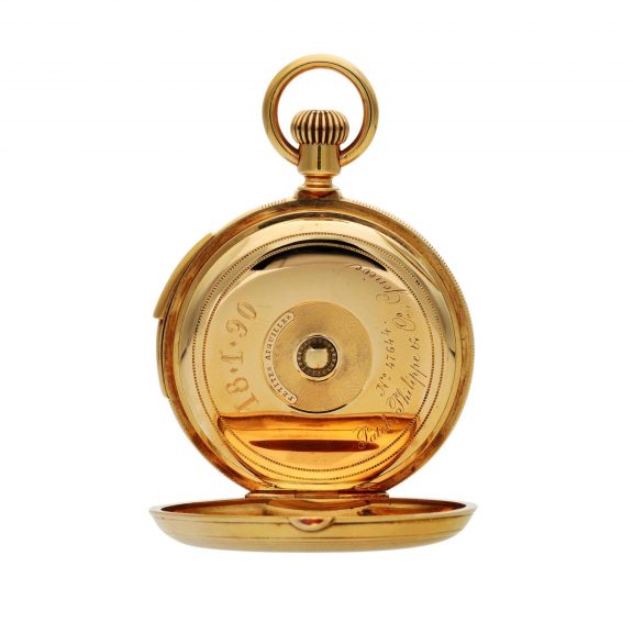 Rare Swiss gold quarter repeating dual time pocket watch Circa 1874 Rare Swiss gold quarter repeating dual time pocket watch Circa 1874