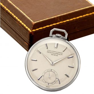 Swiss platinum open faced keyless lever pocket watch Circa 1940