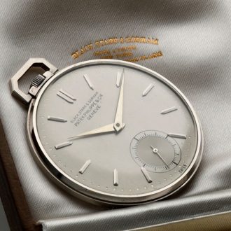 Swiss platinum open faced keyless lever pocket watch Circa 1940