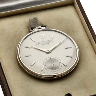 Swiss platinum open faced keyless lever pocket watch Circa 1940