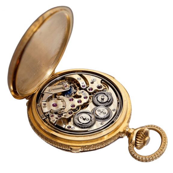 Swiss independent deadbeat centre seconds repeater Circa 1890 Swiss independent deadbeat centre seconds repeater Circa 1890