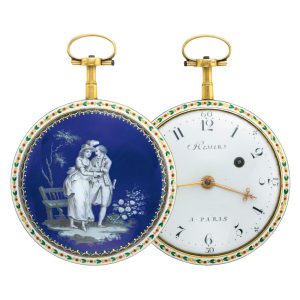 Fine French gold and enamel open faced watch Circa 1790
