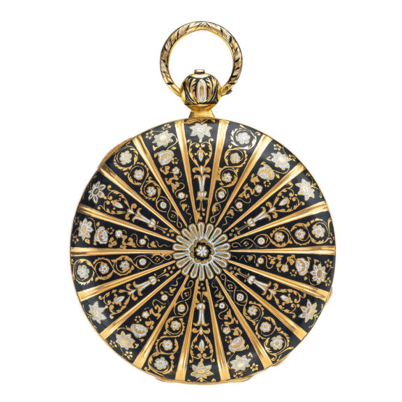 Fine Swiss gold and enamel hunting cased watch Circa 1850