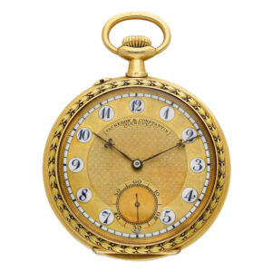 Swiss gold open faced keyless pocket watch Circa 1900