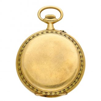 Swiss gold open faced keyless pocket watch Circa 1900