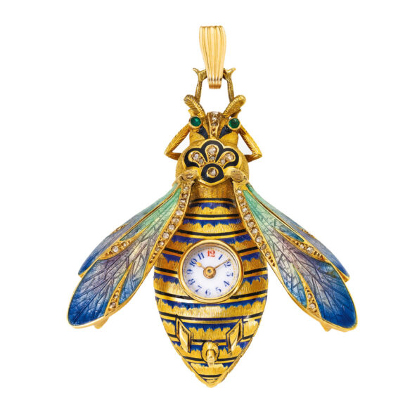 Swiss gold, enamel, diamond set beetle watch Circa 1890