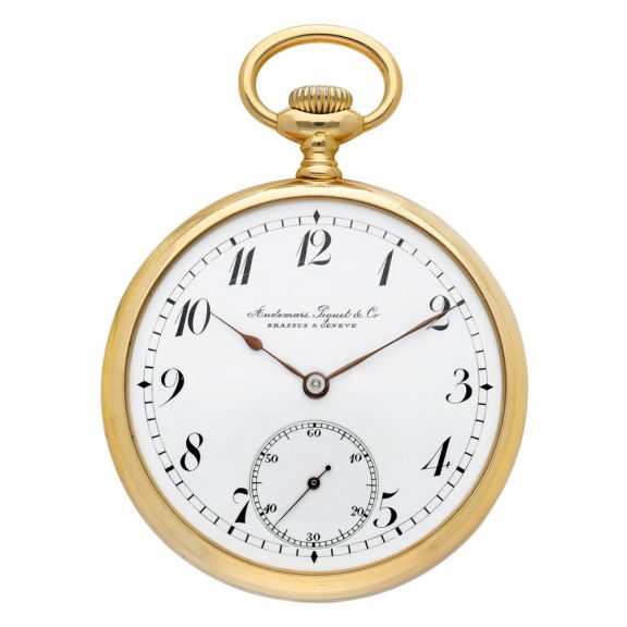 Swiss 18K yellow gold open faced pocket watch Circa 1920