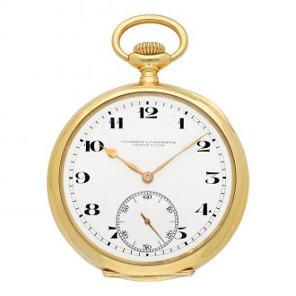 Swiss 18K gold open faced keyless pocket watch Circa 1920