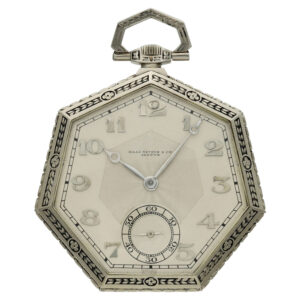Swiss white gold heptagonal open faced pocket watch Circa 1910