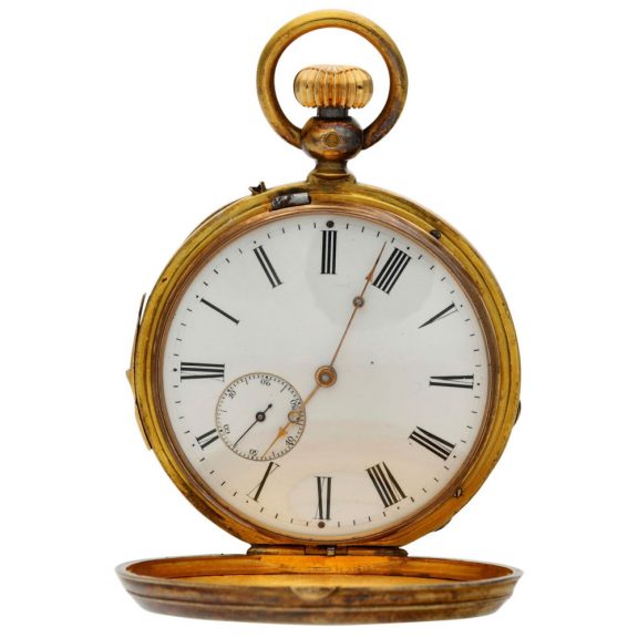 Swiss gold and diamond set minute repeating watch Circa 1920 Swiss gold and diamond set minute repeating watch Circa 1920