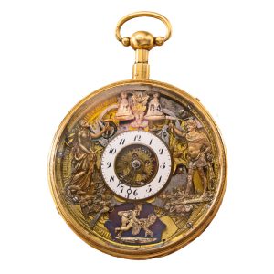 Swiss skeletonized erotic repeating jaquemart Circa 1820