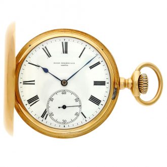 Swiss 18K gold hunting cased keyless lever watch Circa 1890